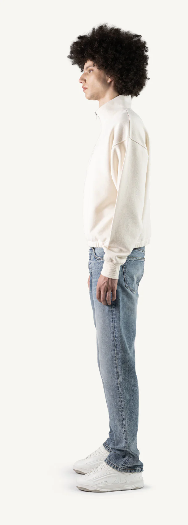 Vintage White Oversized Boxy 1/4-Zip Sweater. - Image 8