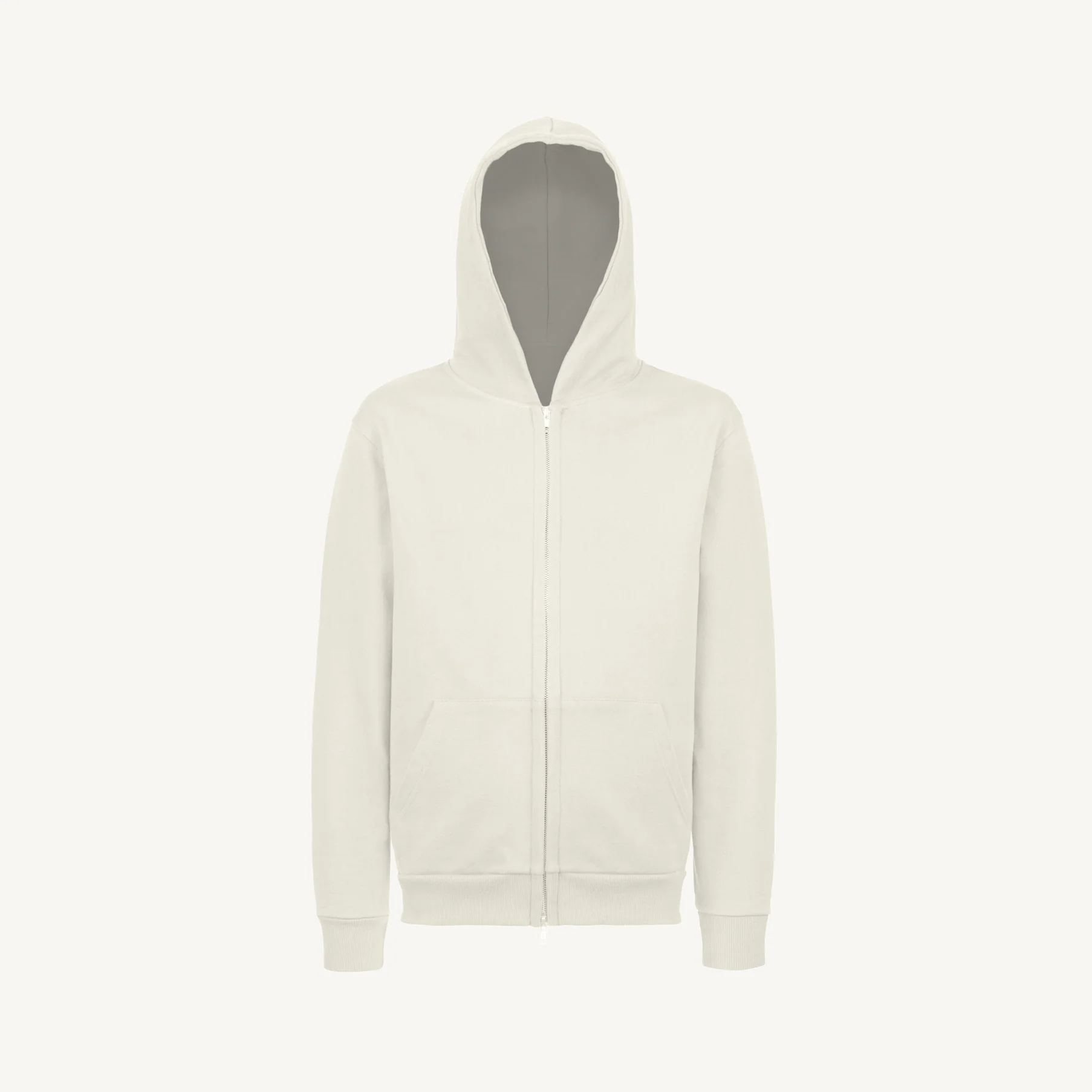 Vintage White Regular Zipped Hoodie Mockups.