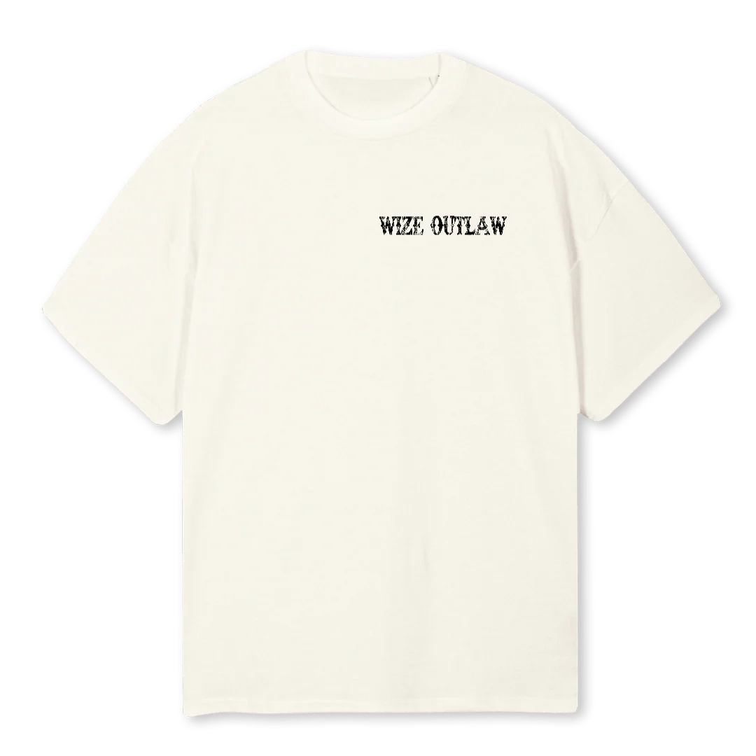 VINTAGE WIZE OUTLAW Cream Oversized Tee.