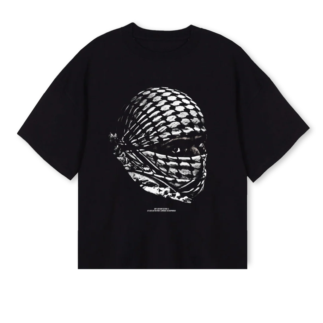 VINTAGEBLACKKUFIYEH Black Oversized Boxy Tee.