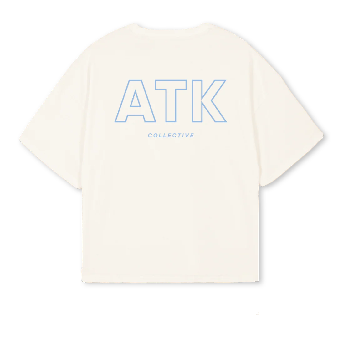 VINTAGEWHITEBLUE Vintage White Oversized Boxy Tee. - Image 2