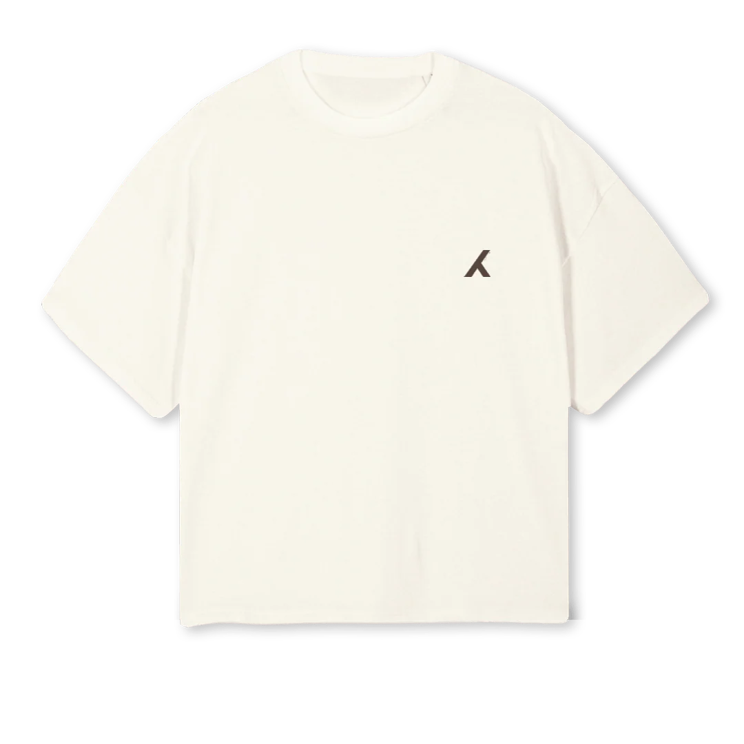 VINTAGEWHITECHOCO Cream Oversized Boxy Tee.