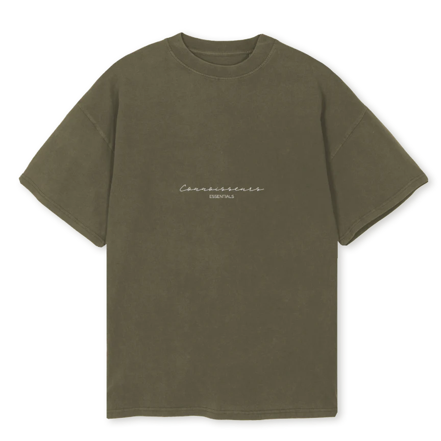 CONNSVINTAGESCRIPT_VO Vintage Olive Oversized Tee