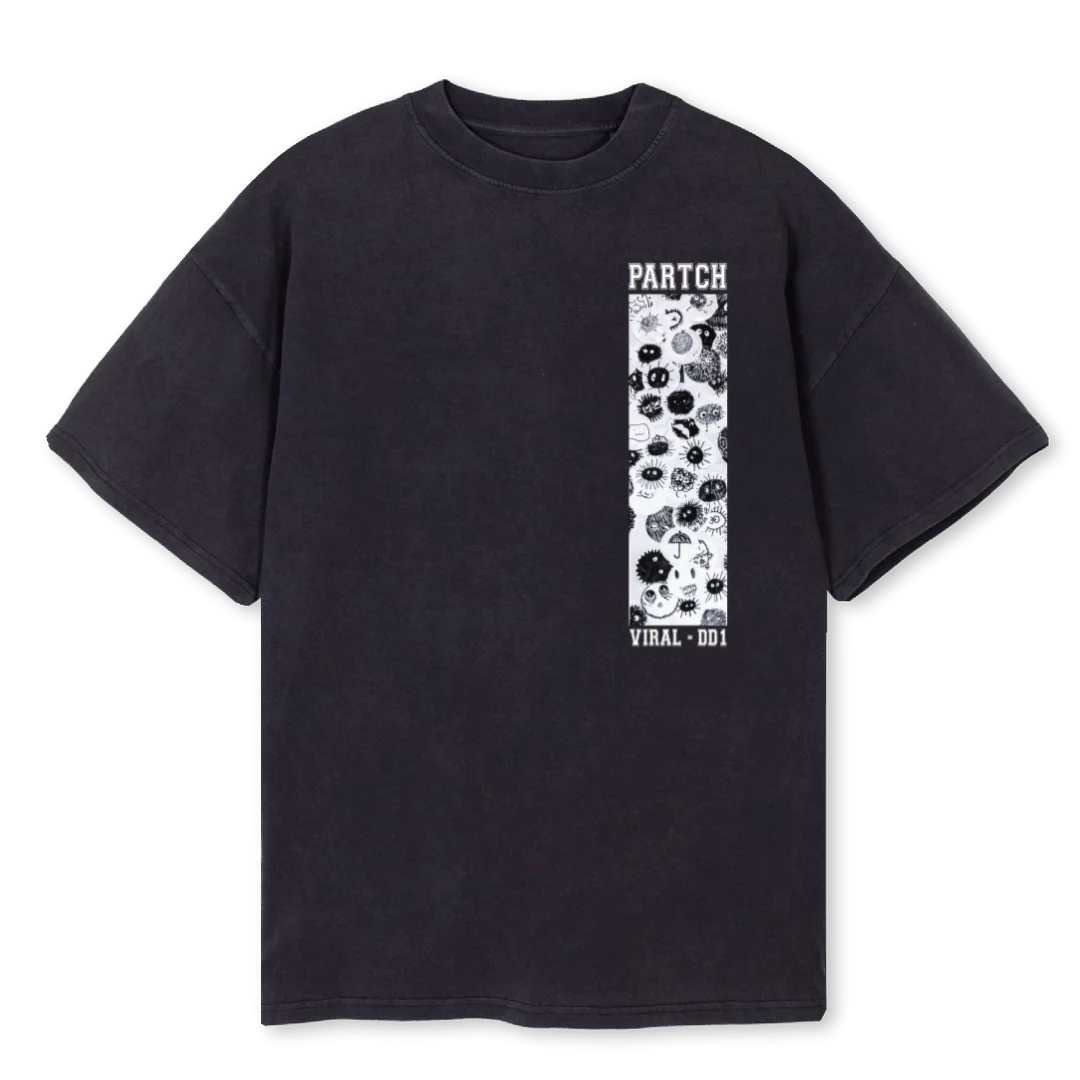 VIRALOVVBLK Vintage Black Oversized Tee.