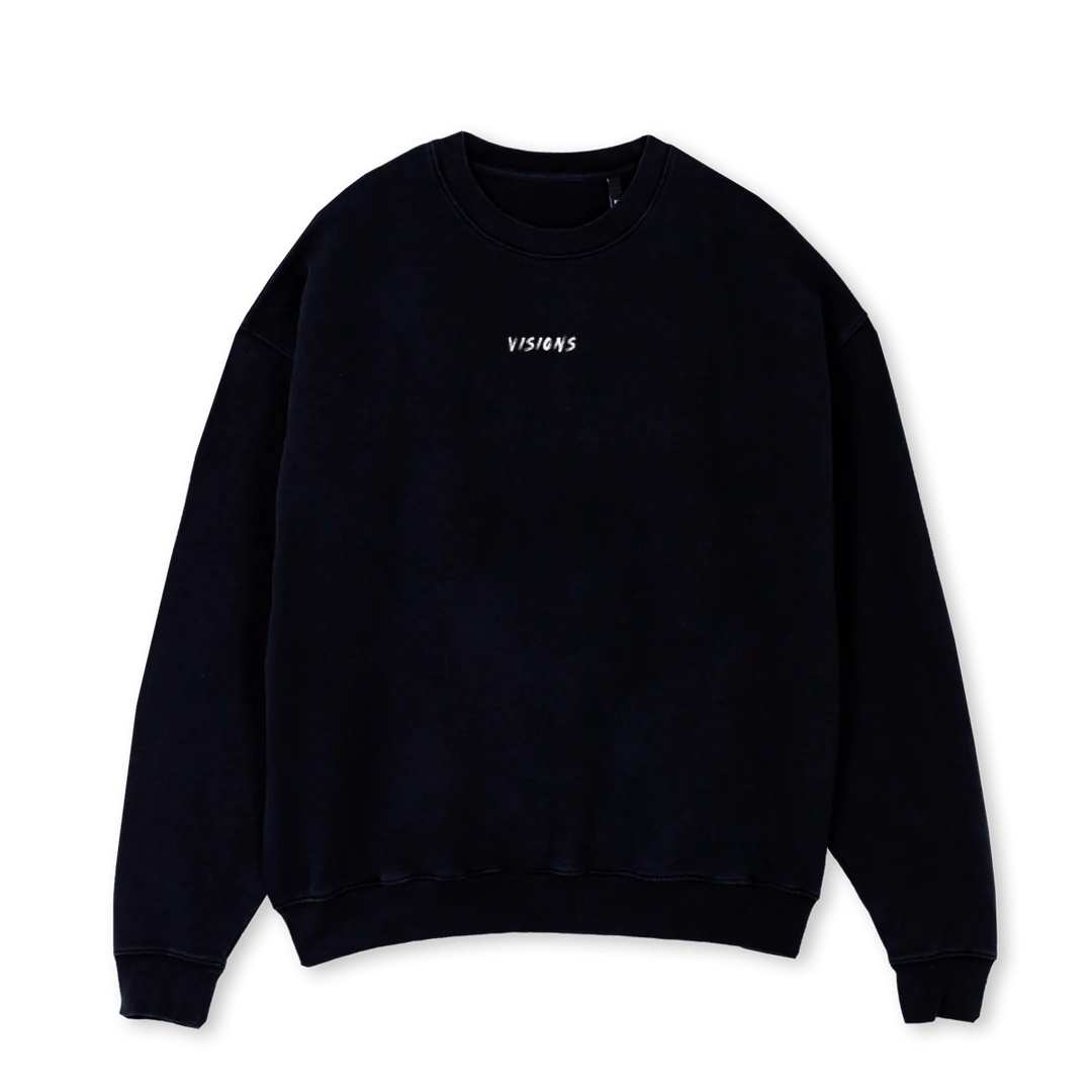 VISIONS ARTII Black Oversized Crewneck Sweater.