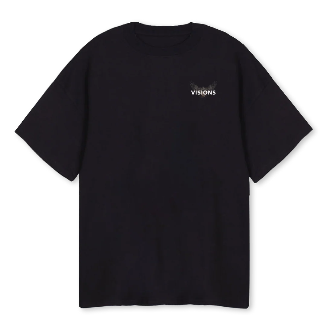 VISIONS RISE Black Oversized Tee.