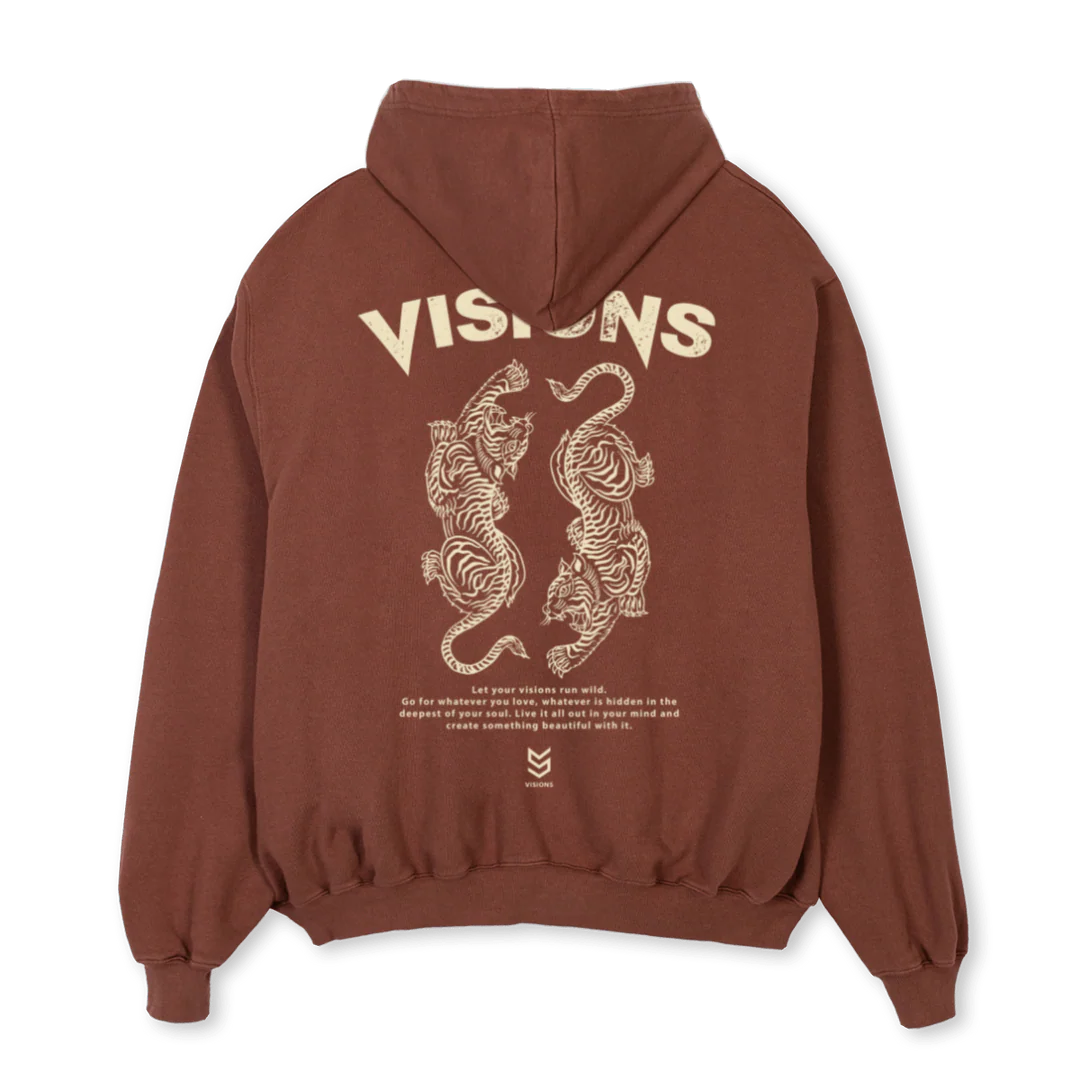 VISIONS TIGREII Vintage Brown Oversized Hoodie. - Image 2