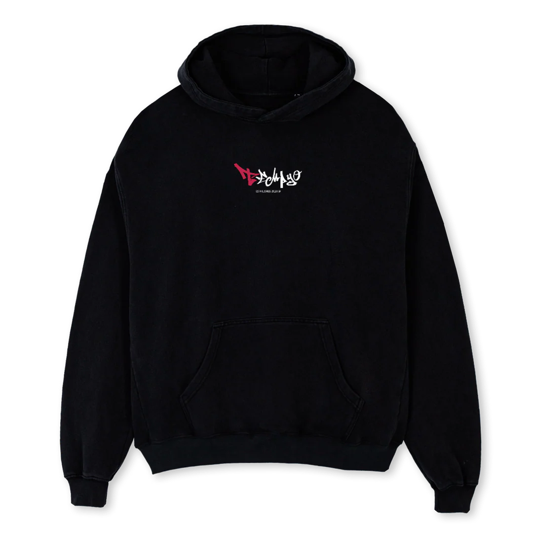 VIVA MAGENTA Black Oversized Hoodie.