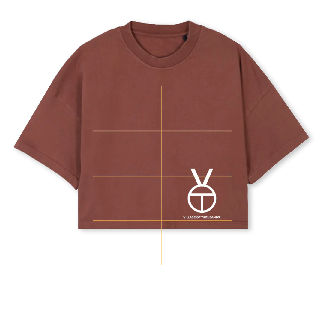 VOTRES Vintage Brown Cropped Oversized Tee.