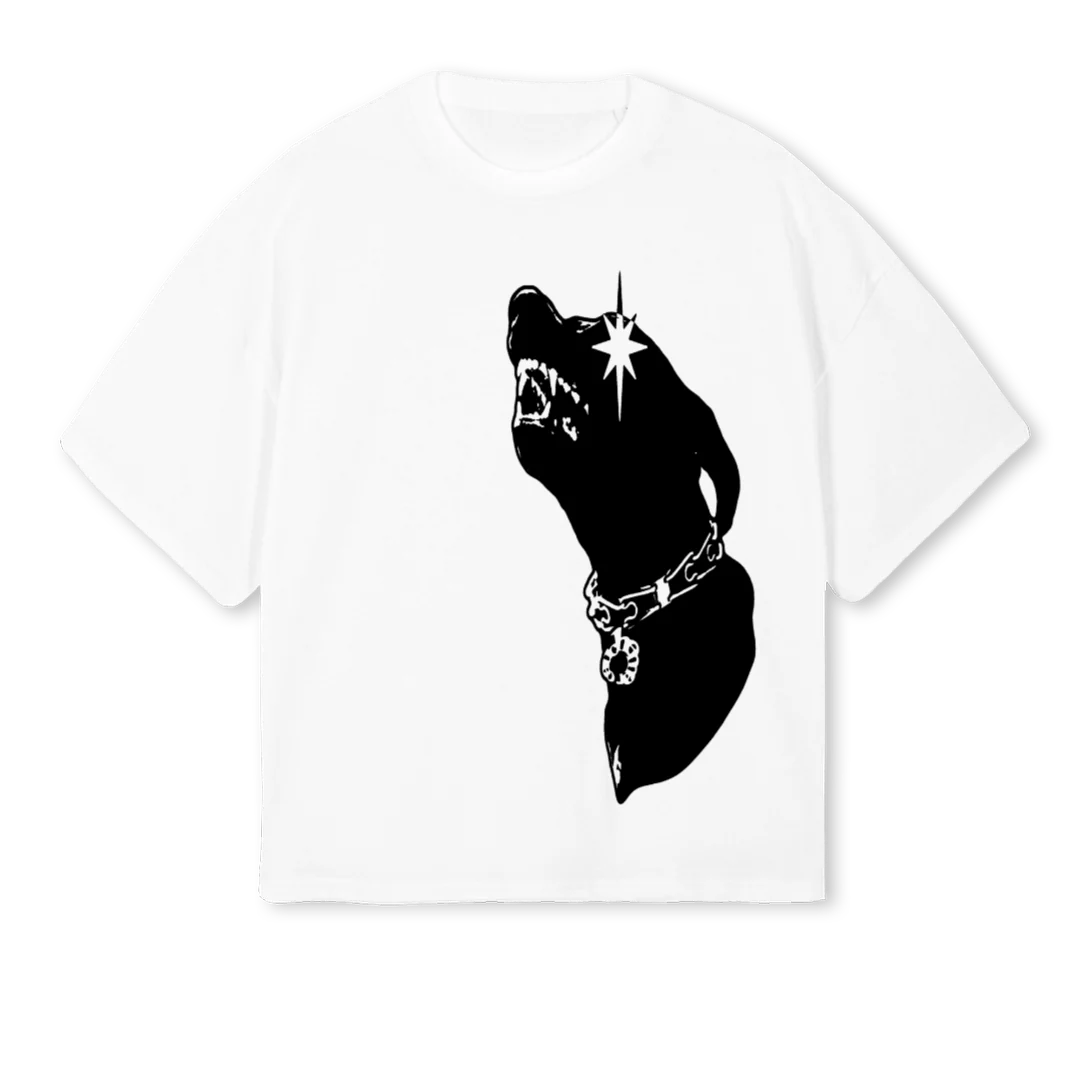 VRAIS CHIEN White Oversized Boxy Tee.