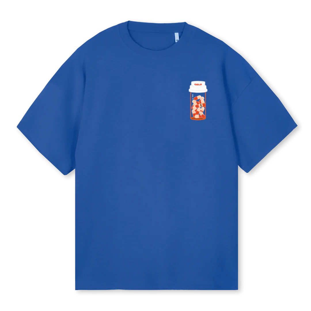 VTWO SLEEPING PILLS  Cobalt Blue Oversized Tee.