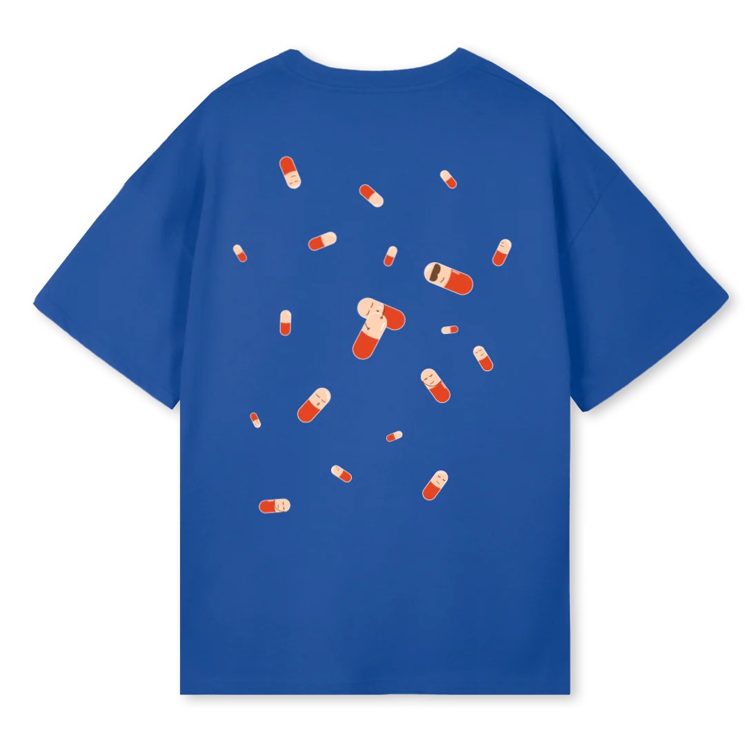 VTWO SLEEPING PILLS  Cobalt Blue Oversized Tee. - Image 2
