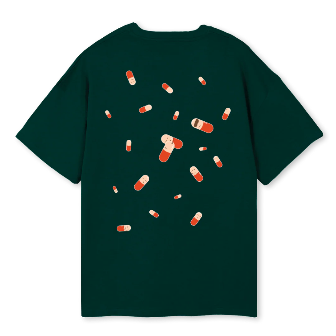 VTWO SLEEPING PILLS Wild Green Oversized Tee. - Image 2
