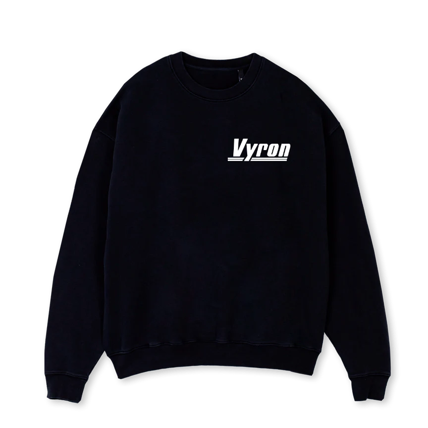 VYRONBLK Black Oversized Crewneck Sweater.