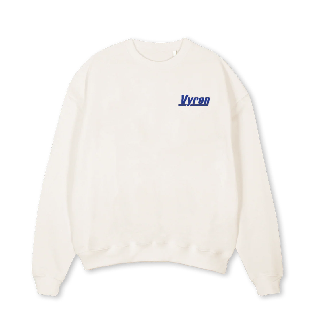 VYRONBLUETWO Vintage White Oversized Crewneck Sweater.