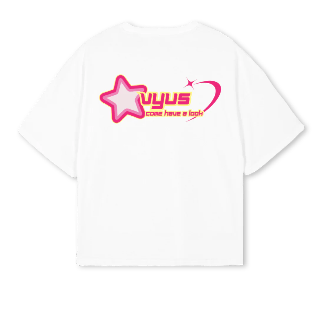 VYUSLOOKYK White Oversized Boxy Tee. - Image 2