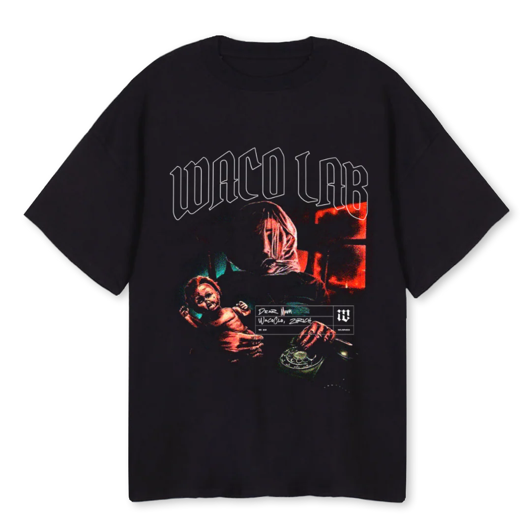 WACO DEAR MOM Black Oversized Tee.