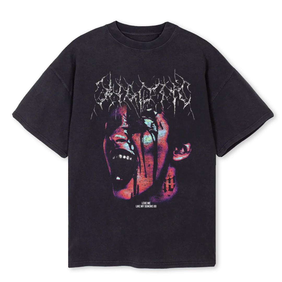 WACO LOVE ME Vintage Black Oversized Tee.