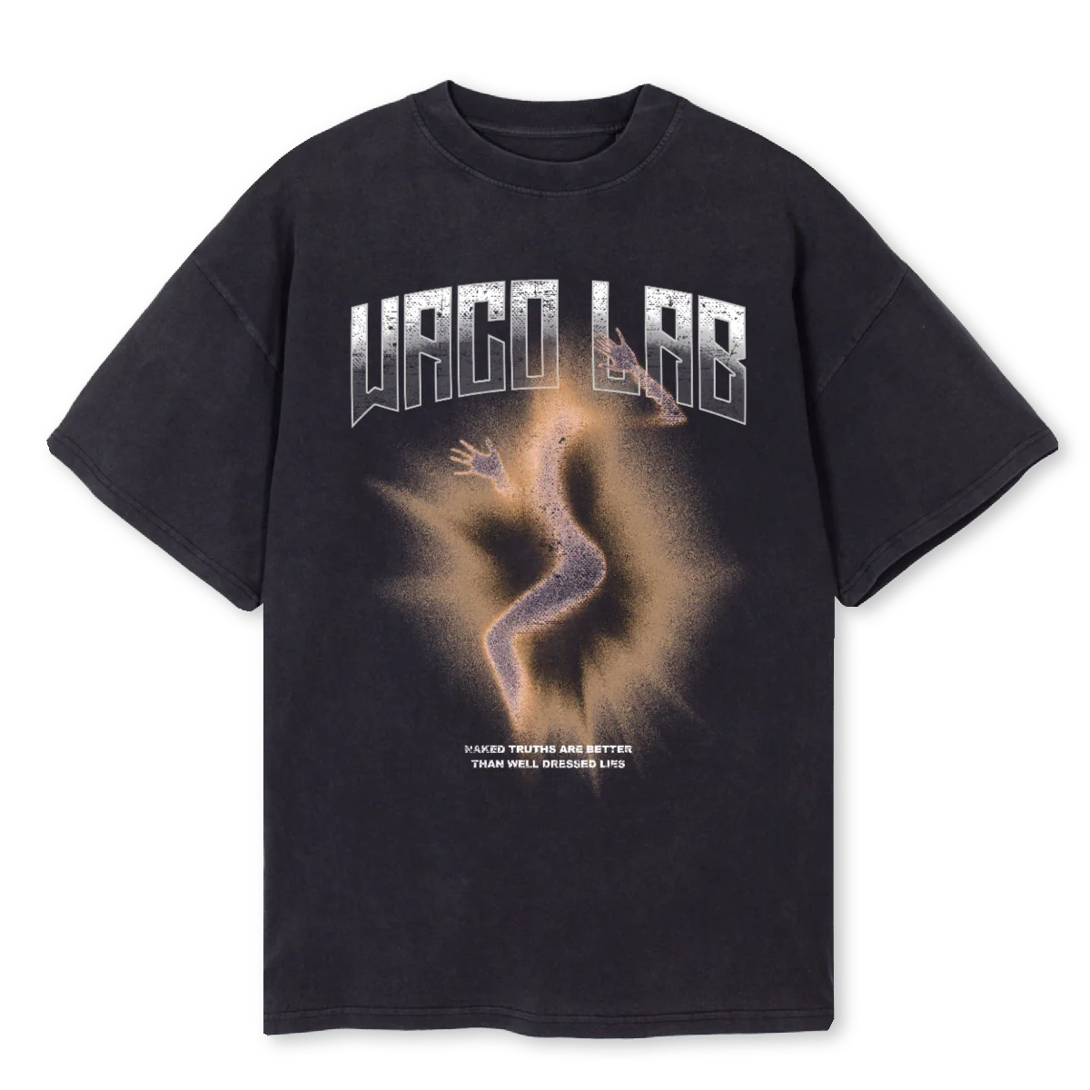 WACO NAKED TRUTHS Vintage Black Oversized Tee.