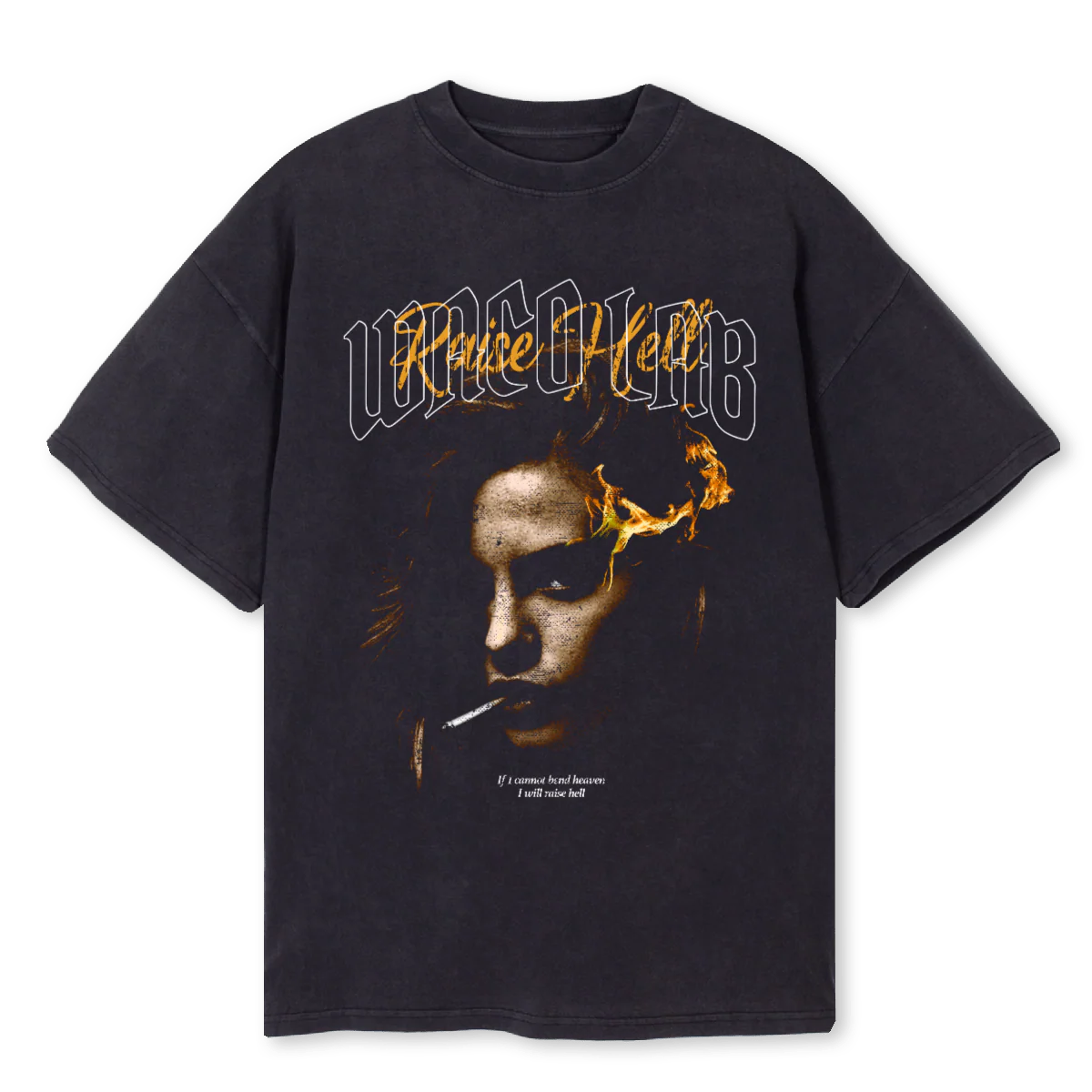 WACO RAISE HELL Vintage Black Oversized Tee.