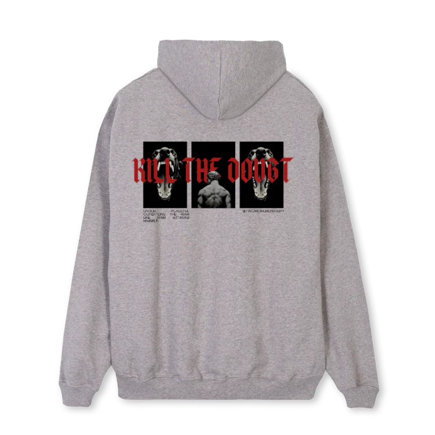 WARLIKEMAN HOODIEG_2 Grey Marl Regular Hoodie. - Image 2