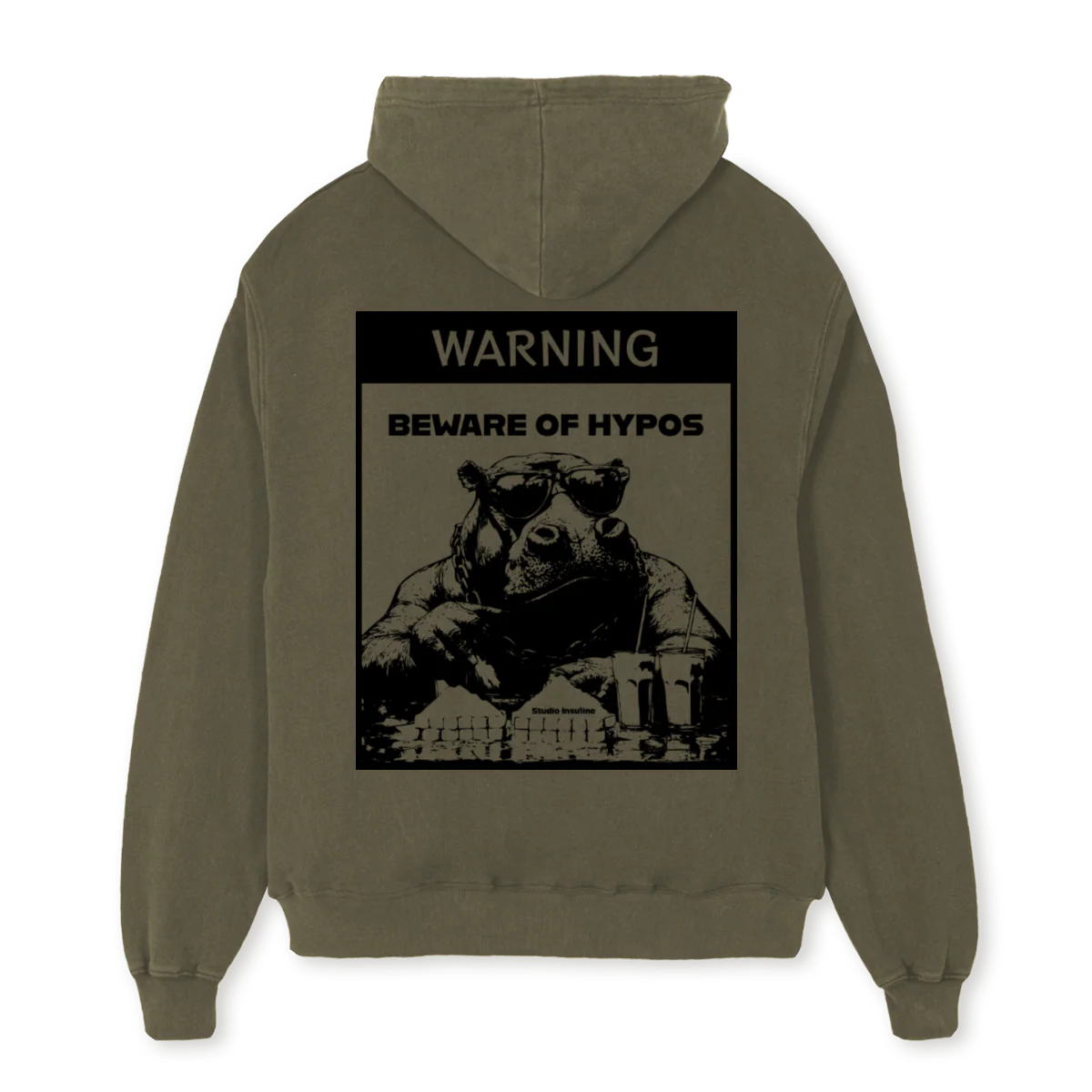 WARNING HYPOS  Vintage Olive Oversized Hoodie. - Image 2
