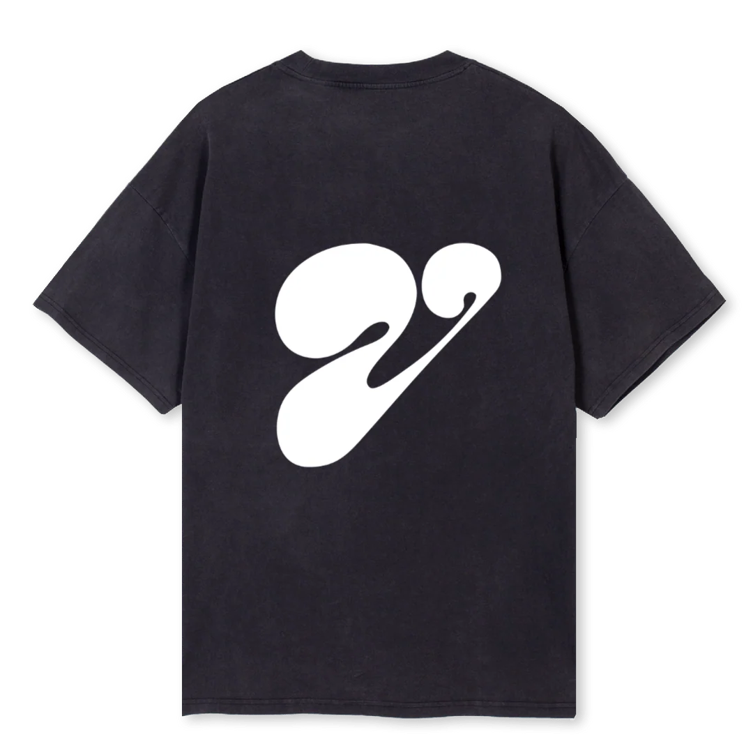 WASHED V  Vintage Black Oversized Tee. - Image 2