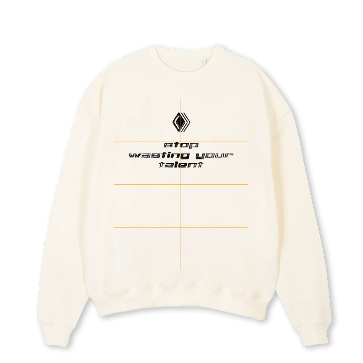 WASTE OF TALENT Cream Oversized Crewneck Sweater.