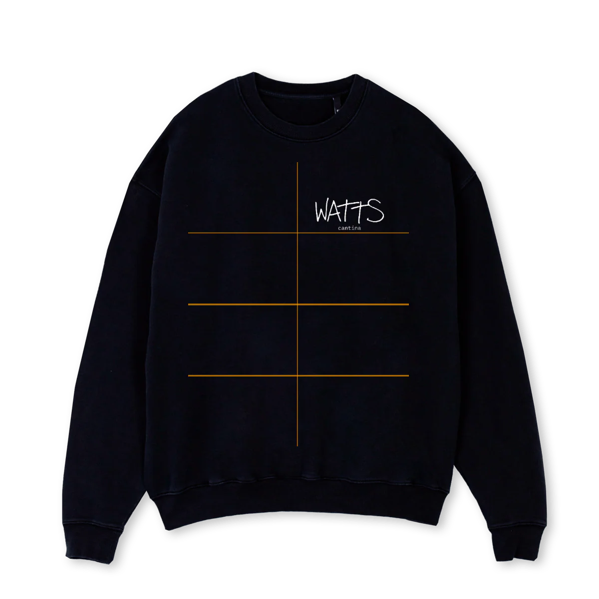 WATTSCREW Black Oversized Crewneck Sweater.