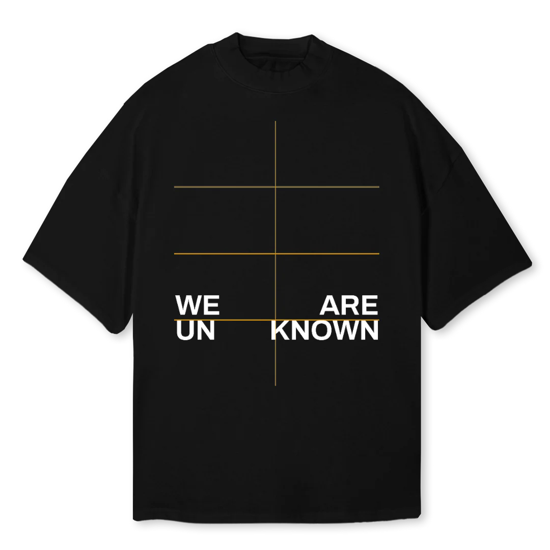 WAUTSHIRT Black Oversized Mock Neck Tee.