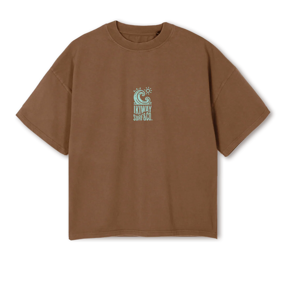 WAVE OBOXTEE BROWTU Vintage Tan Oversized Boxy Tee.