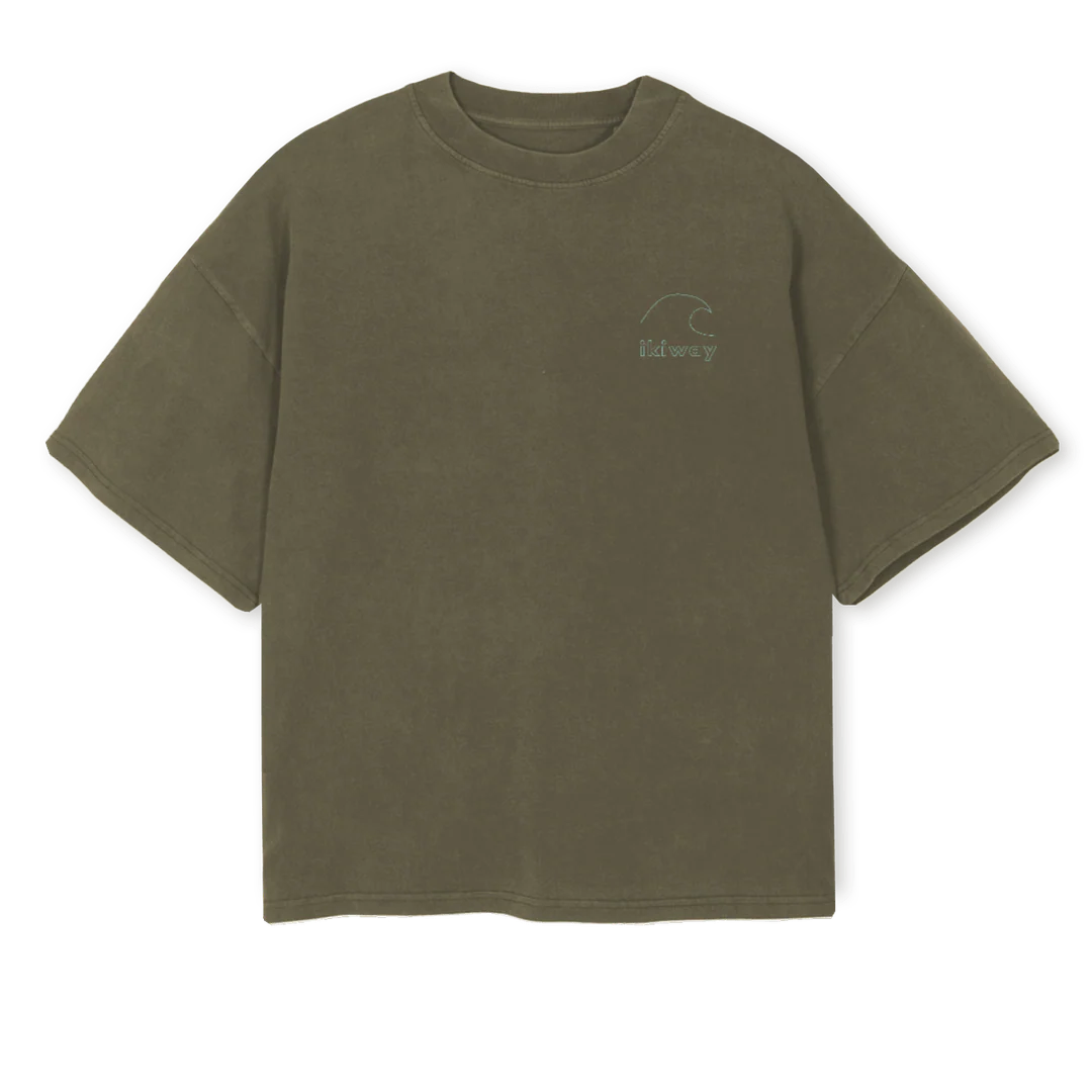 WAVE OBOXTEE VINTOLIVE Vintage Olive Oversized Boxy Tee.