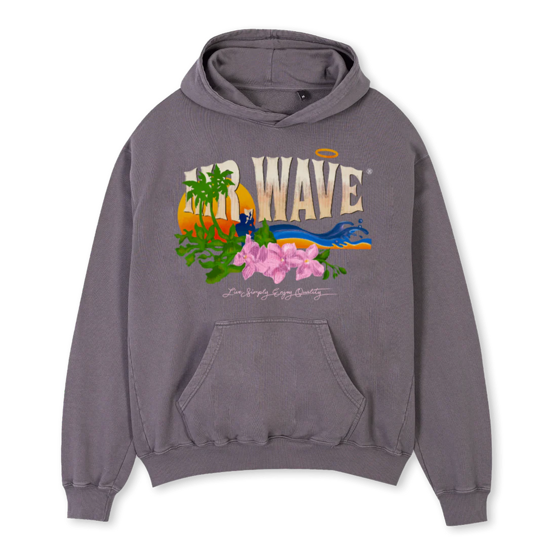 WAVE RESORT GREY Pigment Grey Oversized Hoodie.