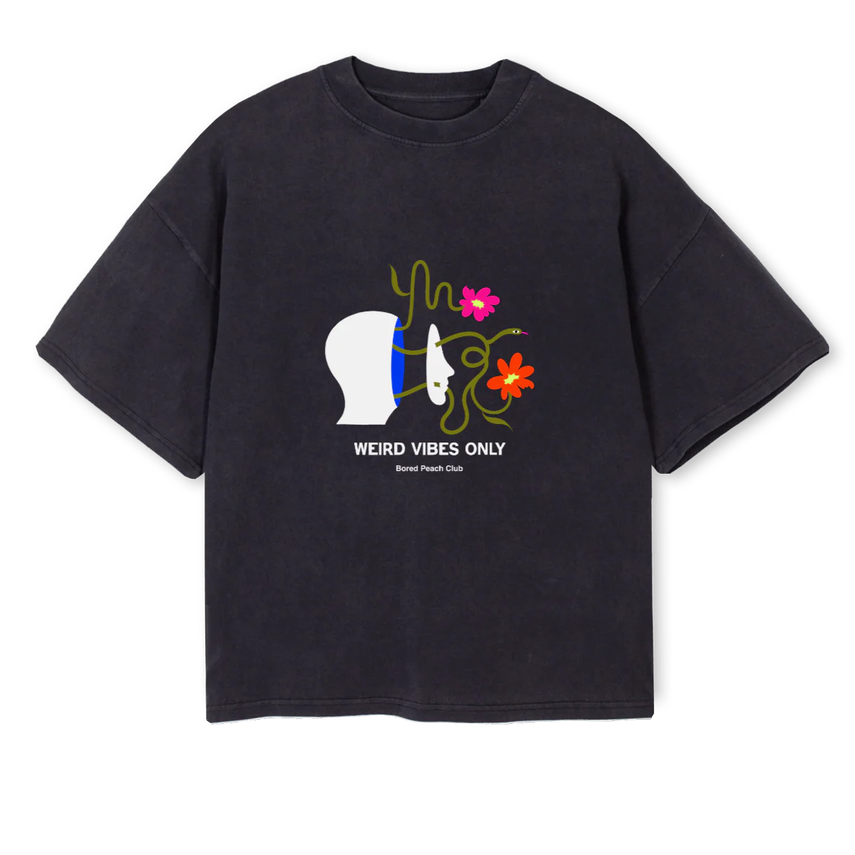 WEIRD VIBES ONLY Vintage Black Oversized Boxy Tee.