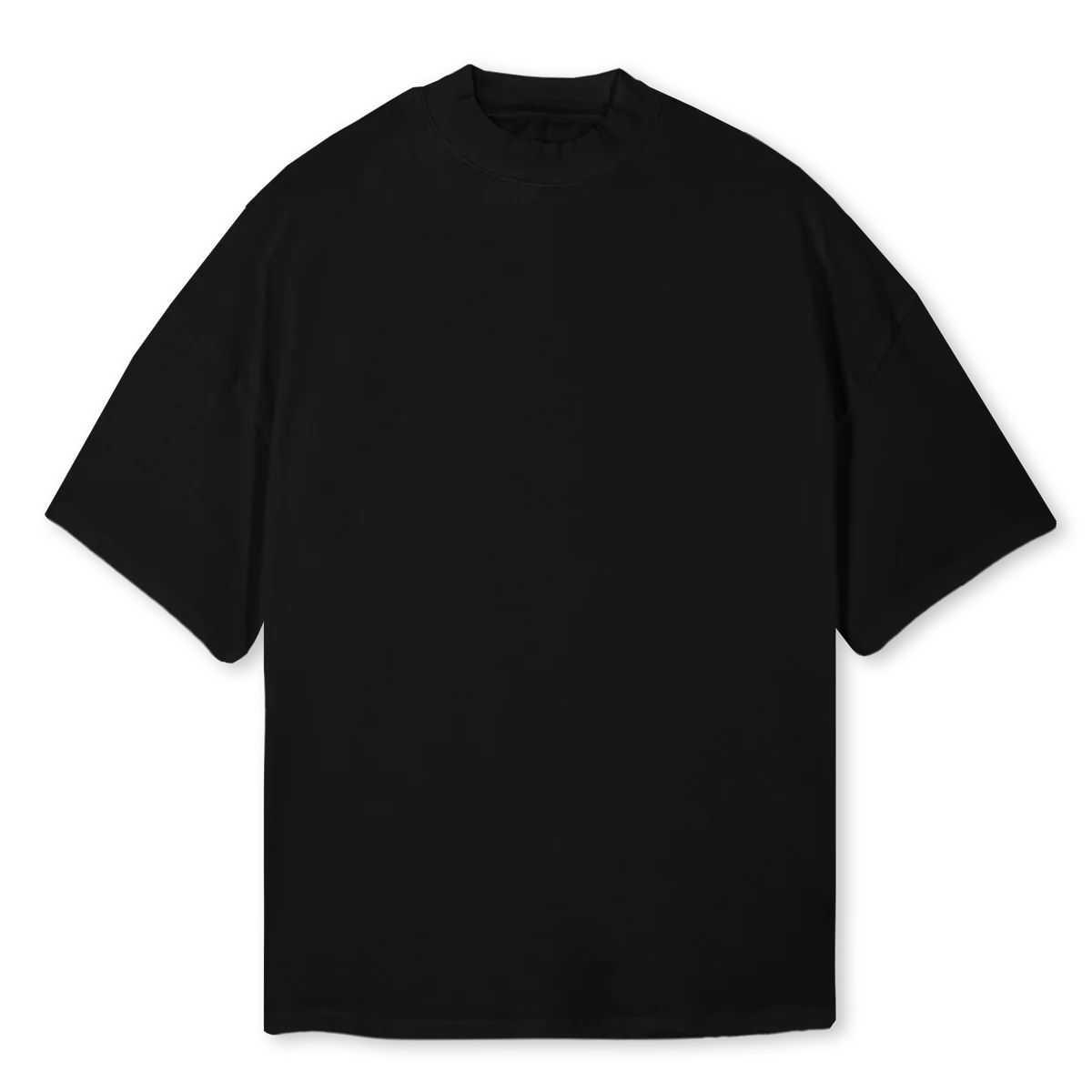 WELCOME TO PRAGUE Black Oversized Mock Neck Tee. - Image 2