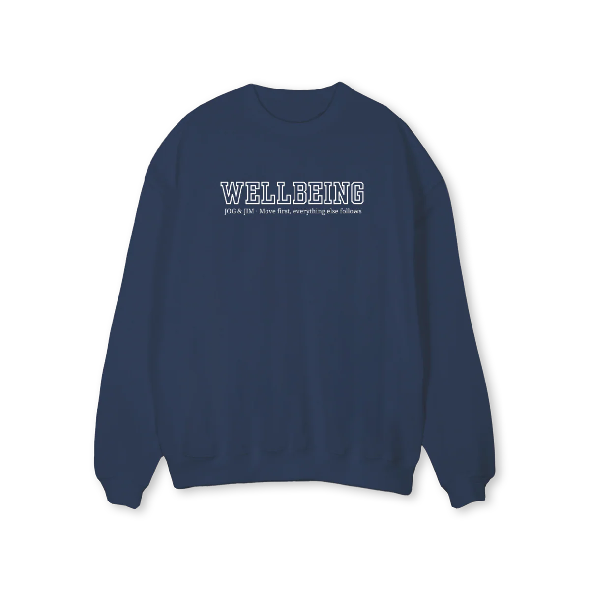 WELLBEINGJJMFEEFF Navy Blue Regular Crewneck Sweater.