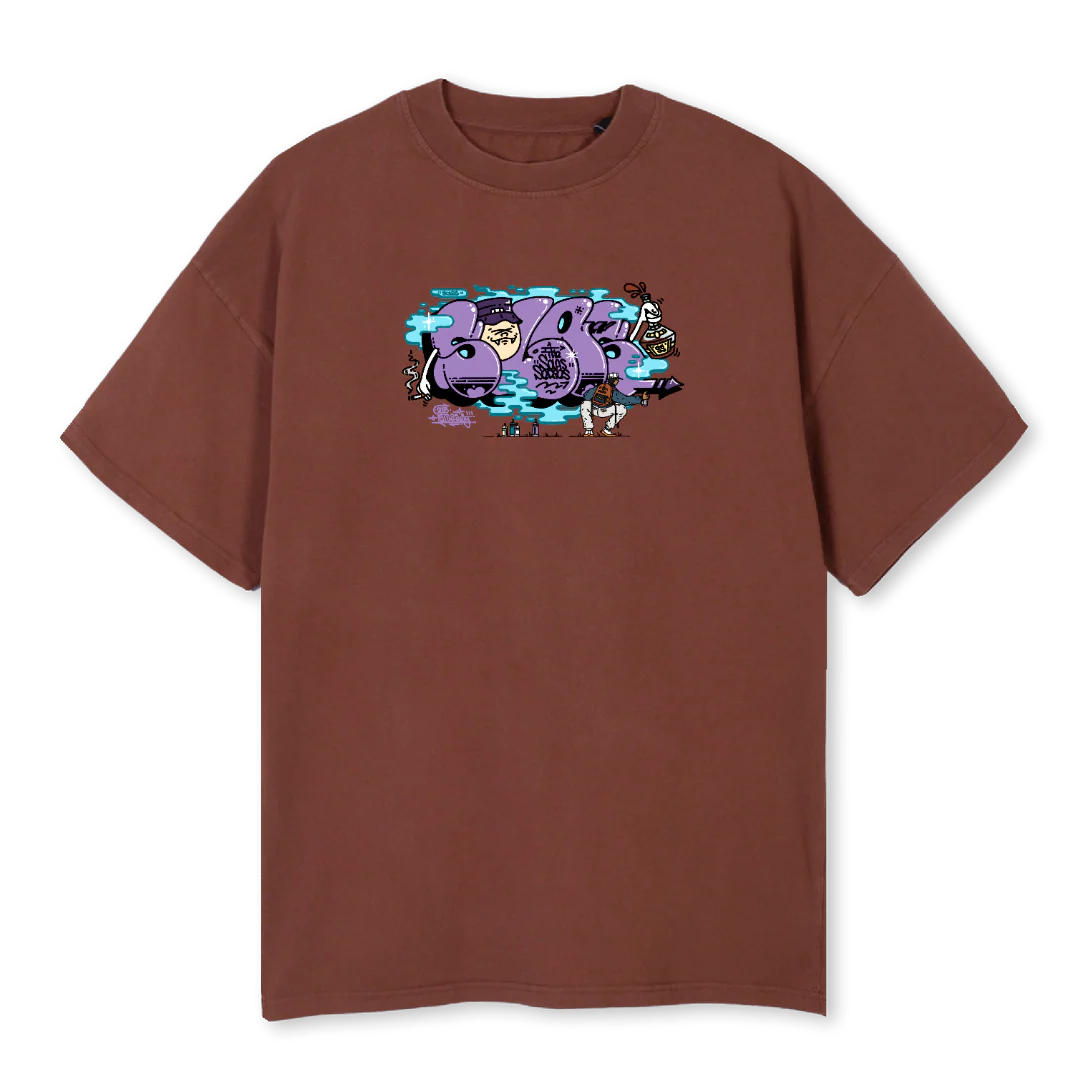 WETWALL  Vintage Brown Oversized Tee.