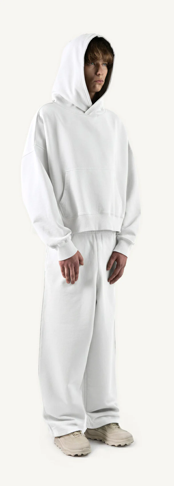 White Straight-Leg Baggy Sweatpants. - Image 3