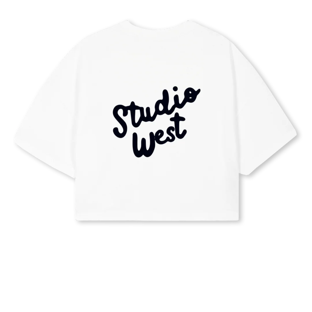 WHITEANDBLACK White Cropped Oversized Tee. - Image 2
