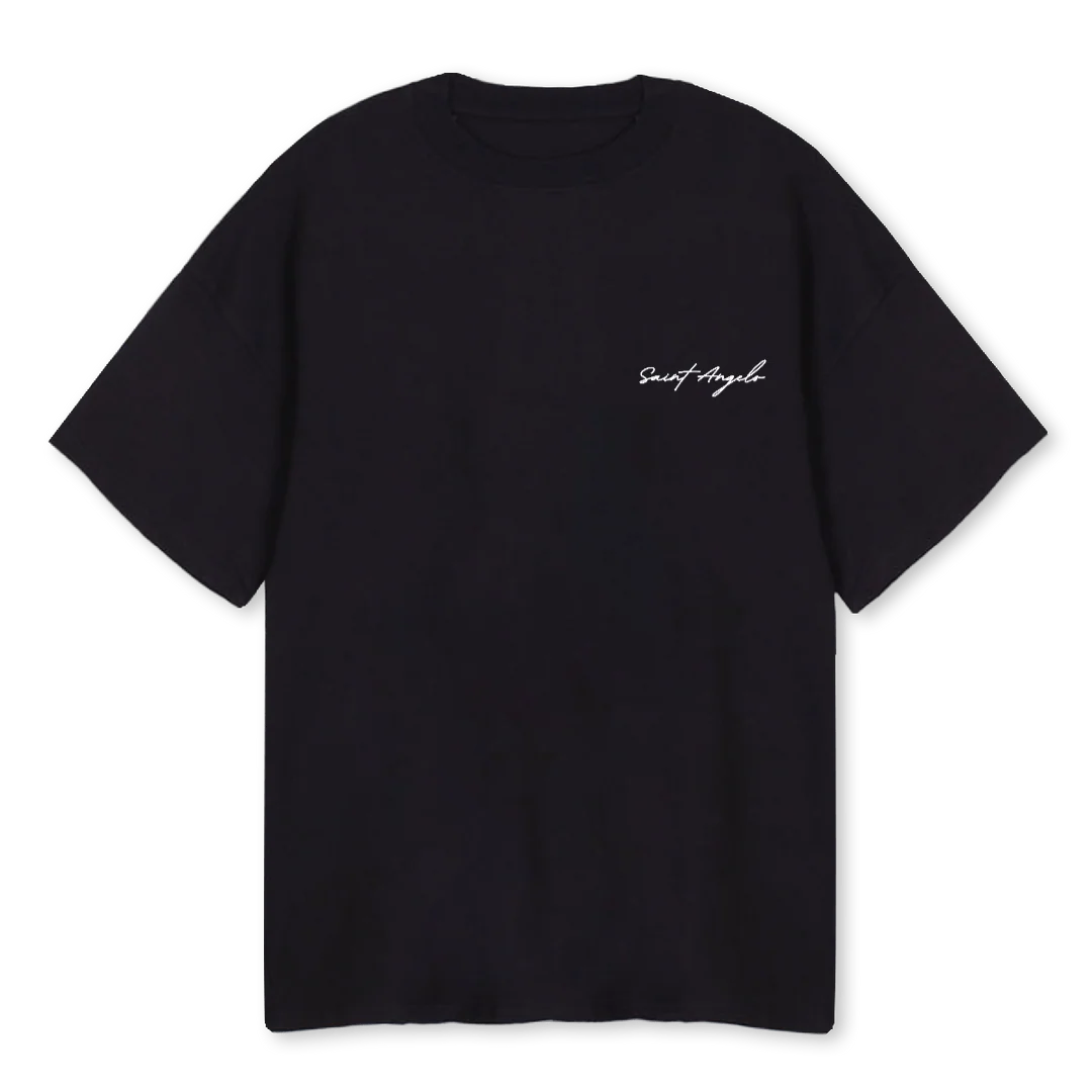 WHITEASWOS  Black Oversized Tee.