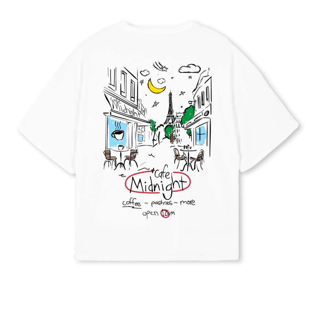 WHITECAFESHIRT White Oversized Boxy Tee. - Image 2