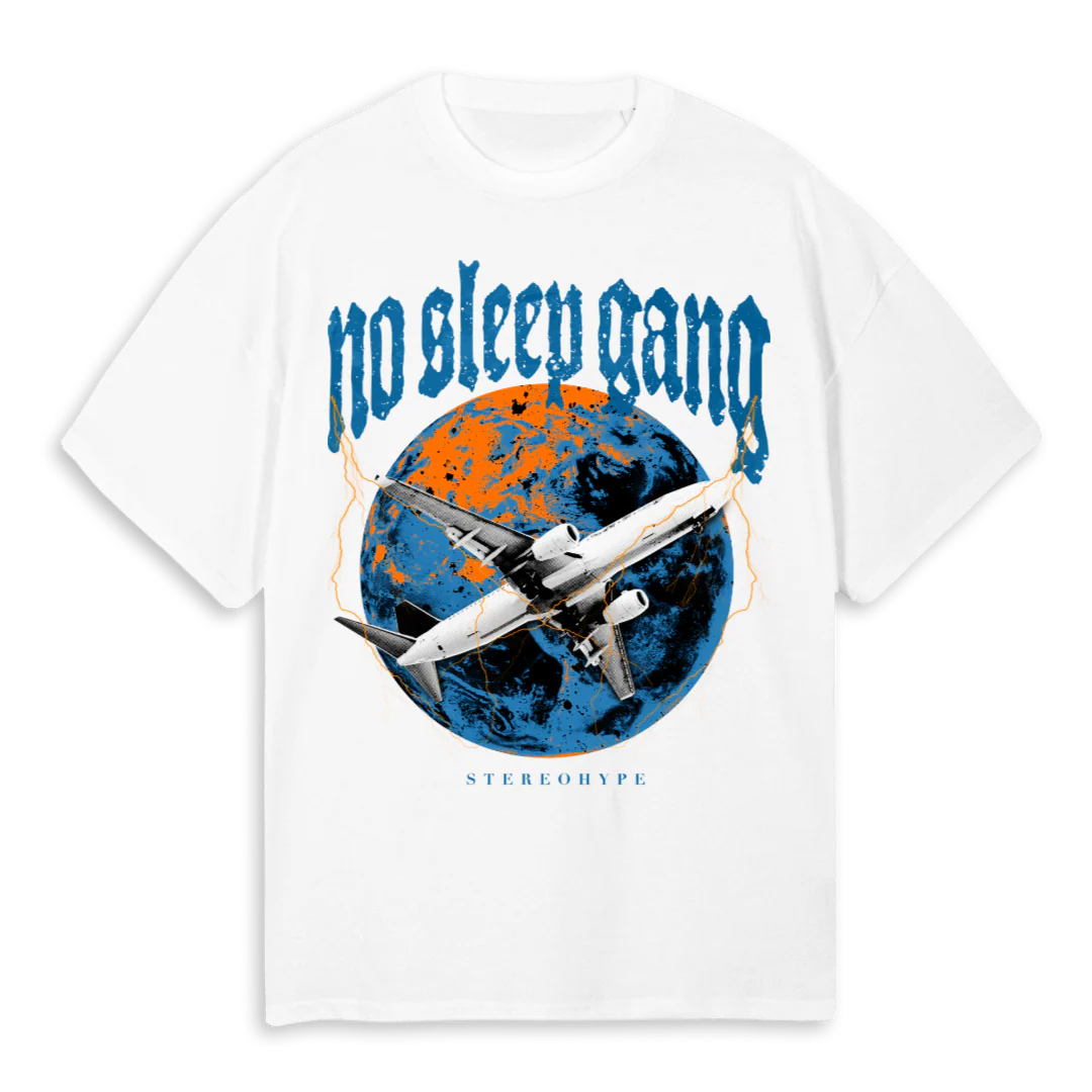 WHITEXXLBLUEORANGE White Oversized Tee.