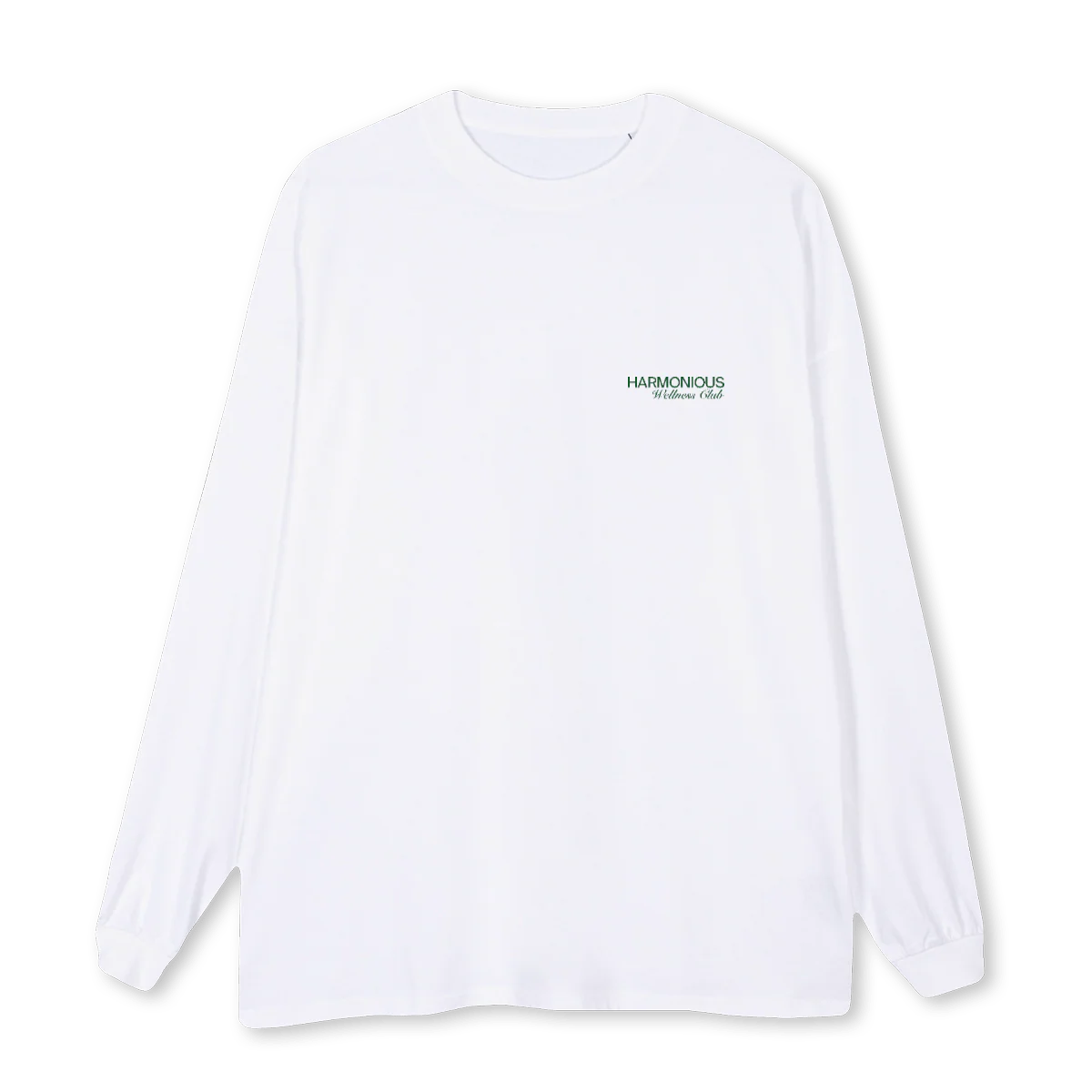 WHITLSLEEVEGREENWLNE White Oversized LS Tee.