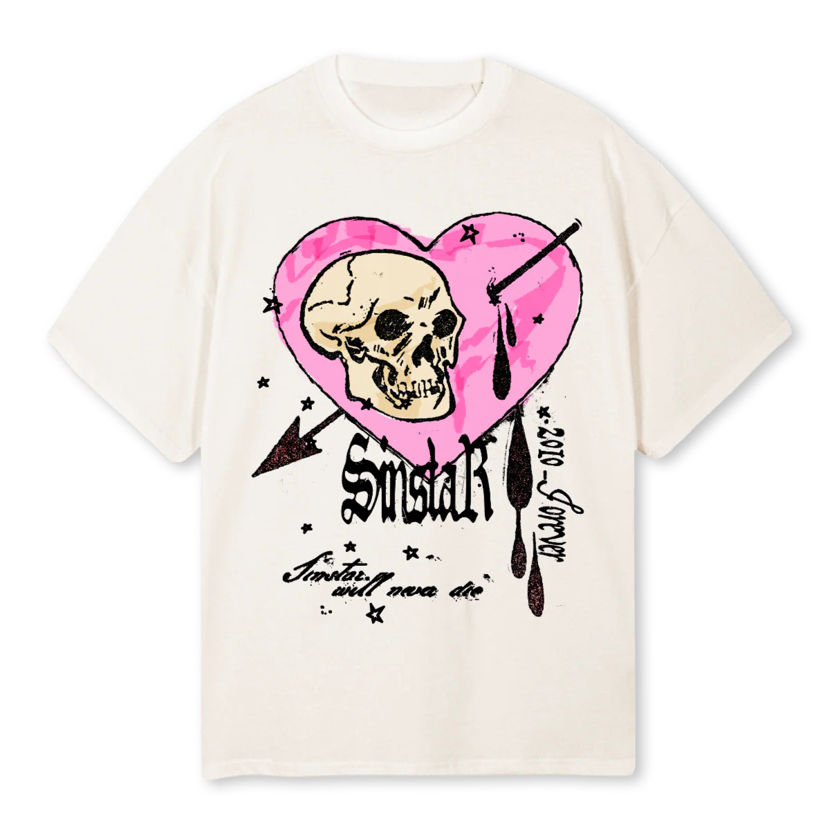 WILL NEVER DIE Vintage White Oversized Tee.