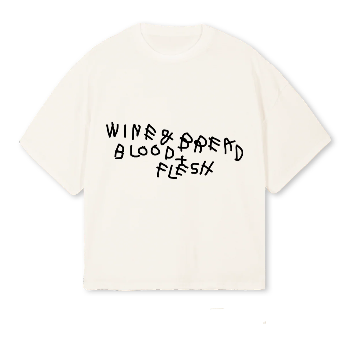 WINEBREADWRITTEN Vintage White Oversized Boxy Tee.