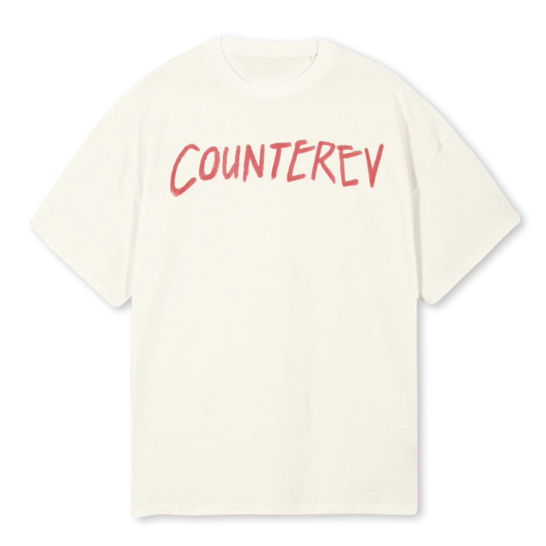 WINGS RED Cream Oversized Tee.