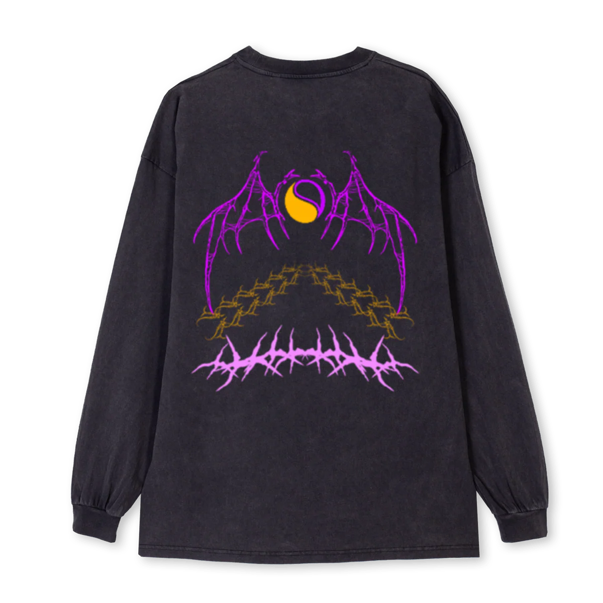 WINGS Vintage Black Oversized LS Tee. - Image 2