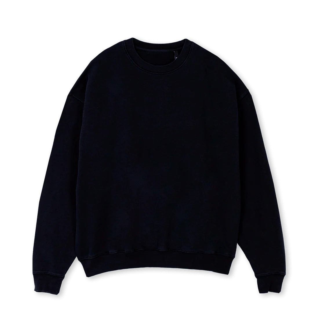 WINTER Black Oversized Crewneck Sweater.
