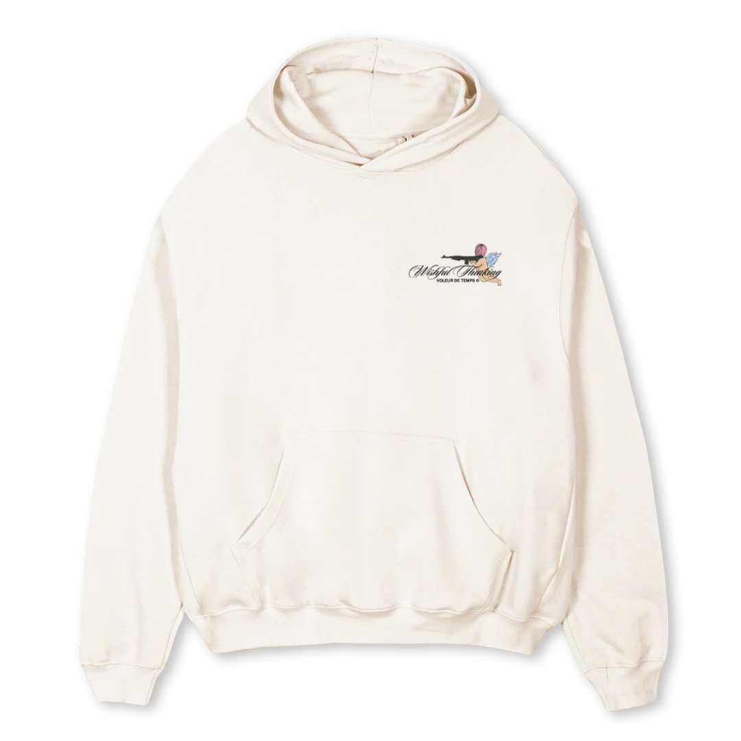 WISHFULTHINKING Vintage White Oversized Hoodie.