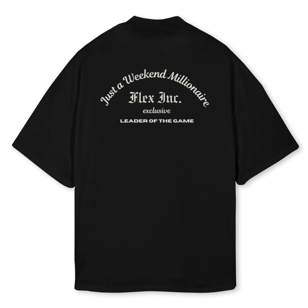 WKNDMILLIONAIR Black Oversized Mock Neck Tee. - Image 2